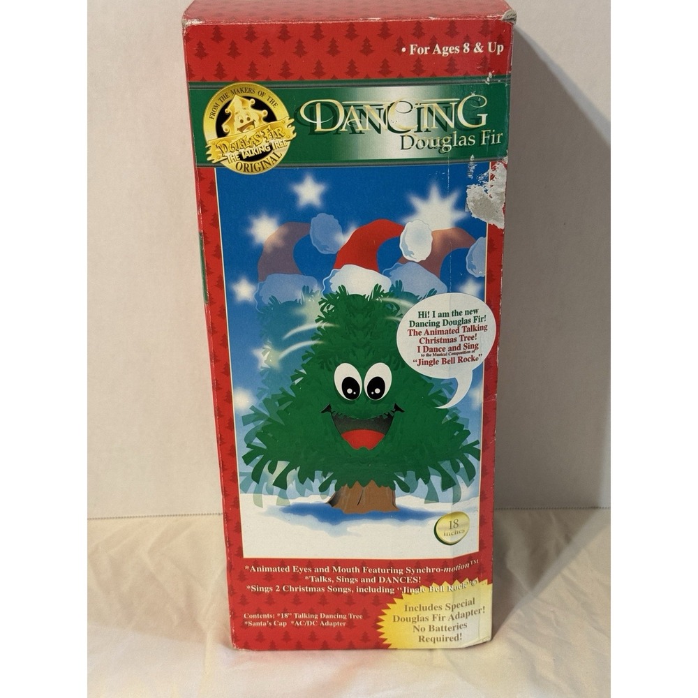 Dancing Douglas Fir 18" Christmas Tree Moves Only READ No Sound Lights Hat